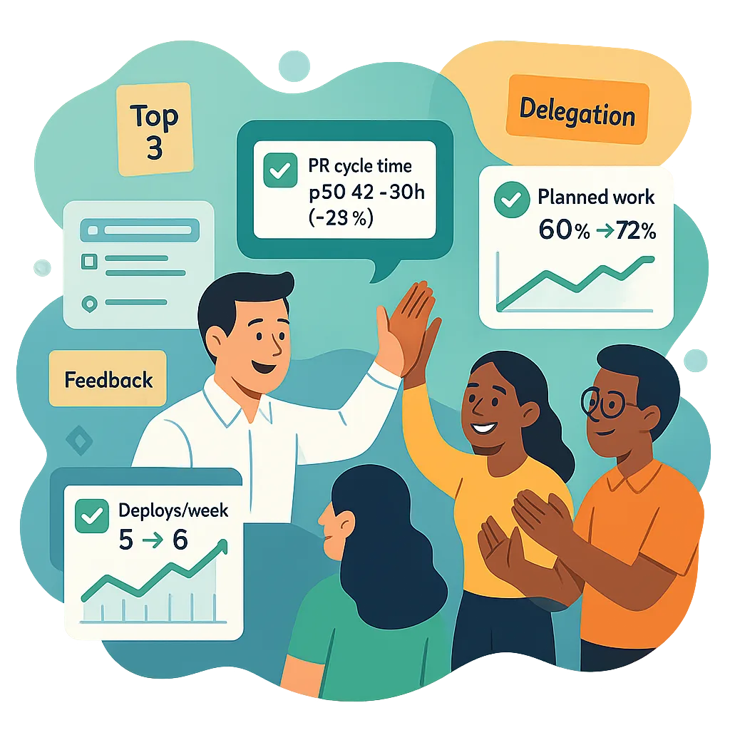 Engineering Manager with his team